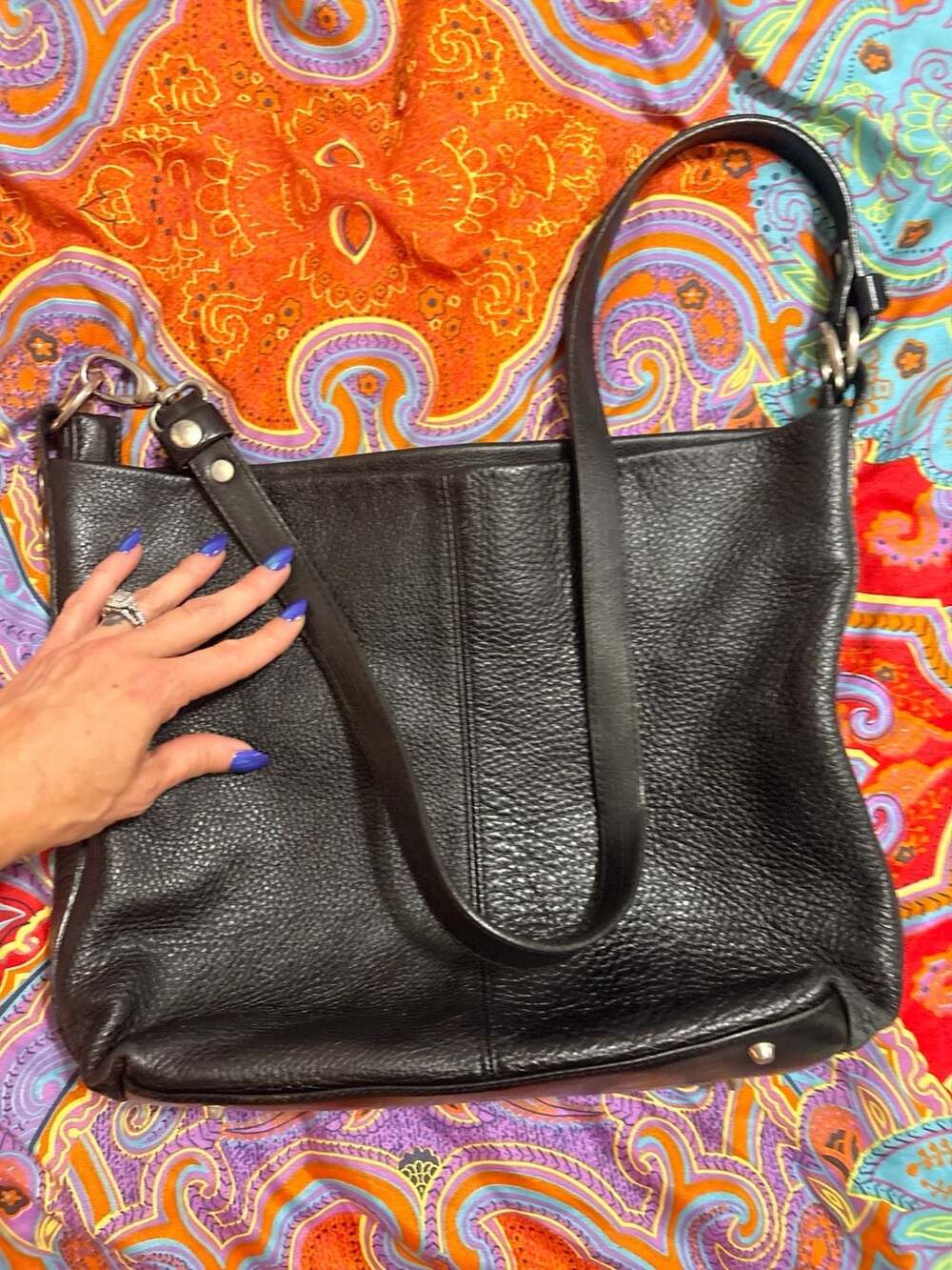 Valentina Genuine Italian Leather Black Hobo Shoulder Bag